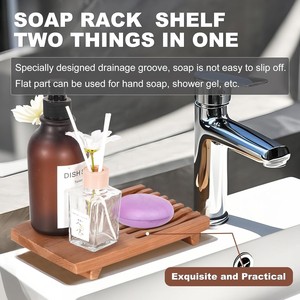Wooden Soap <b>Dish</b> Rectangular Minimalist Design Bathroom Storage <b>Rack</b> With Drainage For Soap And Toiletries - Product Image 2