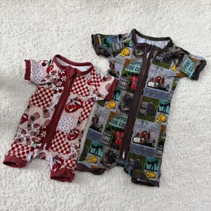 Klaar voor verzending 2-weg rits zomer zachte shorties groothandel baby kinderen bamboe kleurrijke meisjes jongens kleding - Product Image 2