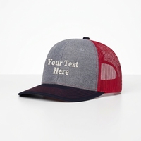 Casquette de camionneur Richardson 112 à 6 panneaux avec logo personnalisé brodé OEM pour hommes, avec patch en cuir camouflage et dos en maille pour hommes