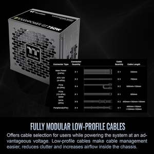 <span class=keywords><strong>Thermaltake</strong></span> Toughpower GT <span class=keywords><strong>750W</strong></span> แหล่งจ่ายไฟ3.1 ATX; <span class=keywords><strong>80</strong></span> + ประสิทธิภาพทอง; พัดลมศูนย์อัจฉริยะ; ตัวเชื่อมต่อ PCIe5.1 300W แบบดั้งเดิม; 5ปี - Product Image 5