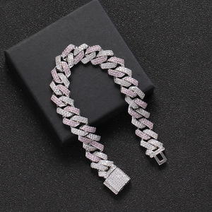 สร้อยคิวบาฮิปฮอปขนาด 13 มม. สำหรับผู้ชาย สีขาวและเซอร์โคเนียม สร้อยข้อมือผู้ชายเซอร์โคเนียมเต็มเส้น แฟชั่นทันสมัย สร้อยคอ Lijing - Product Image 2