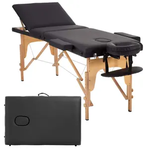 Table Table kasur pijat portabel 3 Secti2 in 1ding kaki kayu hitam alat wanita Salon kecantikan perabot tempat tidur Spa 300kg