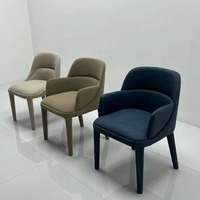 Chaise de salle à manger moderne et luxueuse en bois avec revêtement en velours, fauteuil bleu pour hôtel, villa, restaurant, mobilier