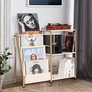 Salon or blanc haut-parleur stockage <span class=keywords><strong>vinyle</strong></span> tourne-disque <span class=keywords><strong>platine</strong></span> maintenant jouer support fin Table tourne-disque - Product Image 6