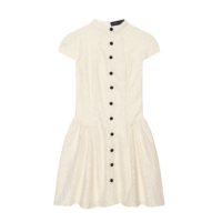 Robe d'été décontractée pour femmes, col rond, boutonnée, manches courtes, couleur beige, mini-robe tendance