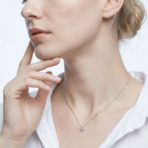 New Product Wholesale Snowflake Design Small Size Hot Sale Necklace Jewelry 18K <b>Solid</b> <b>Gold</b> Real Natural Diamond <b>Pendant</b> Necklace - Product Image 4