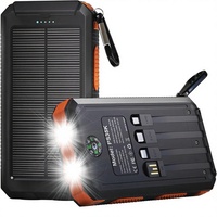 Chargeur solaire Power Bank 20 000 mAh portable, 4 câbles, 3 ports, charge rapide USB-C, double lampe torche, camping