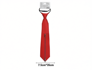 Cravatta con cerniera rosso vivo 7,5 cm x 35 cm, pre-annodata, formale, in poliestere resistente - Product Image 1