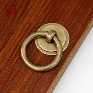 Chinese Style Solid <b>Brass</b> Ring Pull Handle For Drawer Cabinet <b>Door</b> <b>Antique</b> Design Durable Pure <b>Brass</b> Hardware - Product Image 1