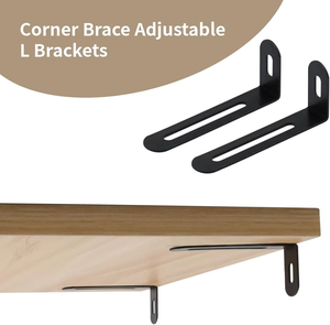 Soporte Angular Ajustable Ranurado de 90 Grados de Acero Inoxidable Negro en Forma de L para Conexión de Muebles, Gabinetes y Estantes - Product Image 6