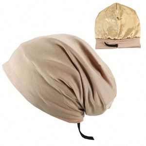 Europe American Satin Puller <b>Bonnets</b> Slouch Custom logo Adjustable Elastic Beanie Head Designer <b>Bonnets</b> - Product Image 1