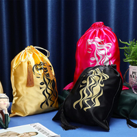 Sac à cordon personnalisé en satin imprimé, pochette de rangement douce en soie pour extensions capillaires, sac d'emballage de luxe anti-poussière pour salon de coiffure