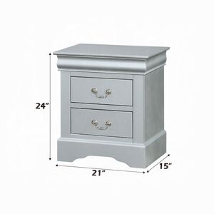 Table de chevet en bois moderne et antique de luxe DB avec 2 tiroirs finition platine-pour chambre à coucher, appartement ou salle de sport - Product Image 3
