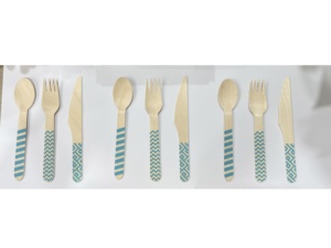 Ustensiles en bois gravés personnalisés <span class=keywords><strong>couverts</strong></span> jetables pour décor de fête cuillère en bois personnalisée couteau fourchette pour anniversaires mariage - Product Image 5