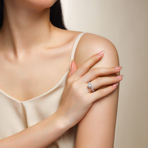 2克拉主宝石碳硅石配锆石戒指结婚结婚周年纪念戒指女性S925银碳硅石戒指 - Product Image 6