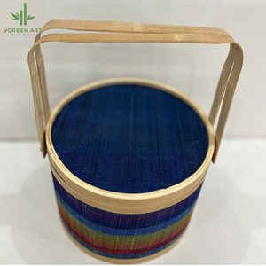 Boîte-cadeau en bambou écologique faite à la main avec couvercle et poignée de transport, emballage naturel durable pour cadeaux de luxe - Product Image 2