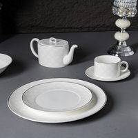 Service de table en porcelaine fine P&T Luxury Silver Decal, assiettes et bols pour hôtel et restaurant, fabricant de vaisselle de luxe.