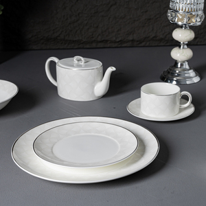 Service de table en porcelaine fine P&T de luxe avec décor argenté, vaisselle pour <span class=keywords><strong>hôtel</strong></span> et <span class=keywords><strong>restaurant</strong></span> - Product Image 2