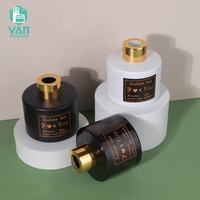 YAN Packaging Flacon vide de luxe à épaule plate, noir mat et blanc, 120 ml, avec bouchon à vis, pour diffuseur de parfum d'ambiance à bâtonnets