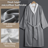 Peignoir de luxe personnalisé à double couche avec col châle doublé en microfibre et bordure