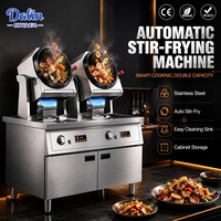Robot de cuisine commercial automatique à gaz, machine de cuisson intelligente avec wok rotatif et base de rangement
