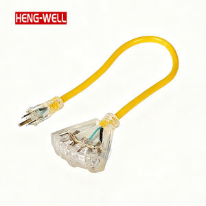 12 英尺 12 号重型室内/室外延长线防水 3 灯头 SJTW 15A 1875W 3 插脚黄色柔性电源线 - Product Image 3