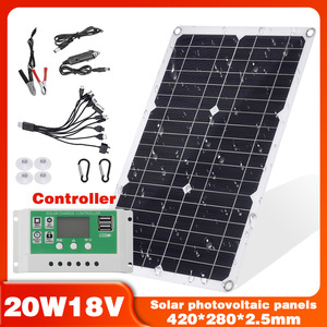 แผงโซลาร์เซลล์แบบพับได้ Lan Aoyue 20W 12V 18V ชุดควบคุมการชาร์จฉุกเฉินกลางแจ้ง - Product Image 5