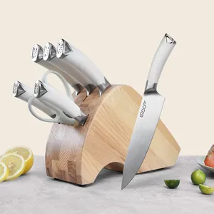 7 PCS OEM/ODM German Din 1.4116 Steel Kitchen Knife Set Long Lasting Sharp Chef Knife With Wooden Knife Stand