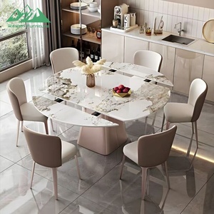 Ensemble de salle à manger extensible pivotant Wayon moderne, <span class=keywords><strong>table</strong></span> et chaises rotatives pour utilisation dans les projets de villas - Product Image 1