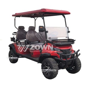 Carrito de Golf Eléctrico Todoterreno de 4 Plazas con Toldo Rojo Resistente, Parabrisas Plegable y Ruedas Deportivas de Aleación - Product Image 1