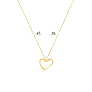 Conjunto de collar y aretes Linda Heart, chapado en oro, con cristales, joyería de moda para mujer - Product Image 1