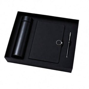 Wholesale Promotional Luxury Water Bottle Notebook Gift Set Business Office Black PU Leather Magnetic Diary A5 <b>Journal</b> With Box - Product Image 4
