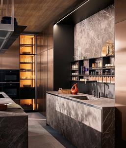 Juego de Muebles de Cocina Modernos sin Tiradores con Puerta de Vidrio y Diseño de Panel MDF para Cocinas Contemporáneas - Product Image 2