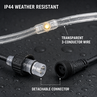 Guirlandes lumineuses LED en PVC commercial avec options d'alimentation solaire ou basse tension 24V