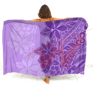 Custom Print Lace Polynesian <b>Sarong</b> Women Floral Beach Wrap Summer Casual Wear Knitted Polyester Fabric Natural Waistline - Product Image 1