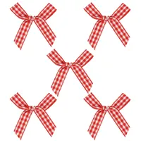 ミディ卸売価格リボンクリスマスブーケボウ赤と白のチェック柄ボウリボンパッケージボウガールズヘアアクセサリー