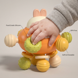 Jouet sensoriel Montessori 3-en-1 pour bébé : boule à mâcher douce, hochet et jouet éducatif rotatif à 360° pour la prévention des troubles précoces - Product Image 5