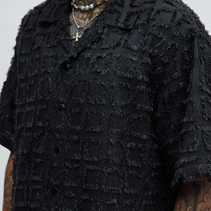 <span class=keywords><strong>Camicia</strong></span> Estiva <span class=keywords><strong>Nera</strong></span> a Quadri per <span class=keywords><strong>Uomo</strong></span> Taglie Forti, Manica Corta, Vestibilità Ampia, Scollo a V con Bottoni - Product Image 4