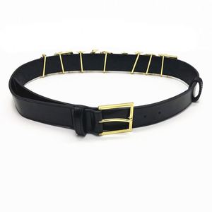 Ceintures habillées en <span class=keywords><strong>cuir</strong></span> de vache véritable tendance pour femmes, boucle <span class=keywords><strong>dorée</strong></span> avec lettres personnalisées, matériau en alliage - Product Image 2