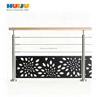 Designs de balustrades en fer pour balcon extérieur HJ, balustrades en métal massif avec main courante en bois