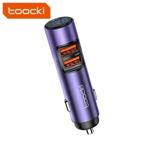 Toocki new design LED Display 69W car charger fast charging power adapter type c usb a