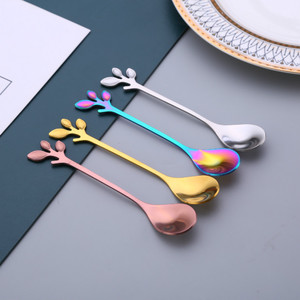 Thiết Kế Hình Lá Phong Cách Mới Nĩa Và Muỗng Bằng Thép Không Gỉ Đặt Nĩa Trái Cây Nhỏ Tráng Miệng Muỗng Cà Phê - Product Image 6