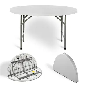 Hot Sale Pvc half folding 6ft banquet table in round shape 180cm