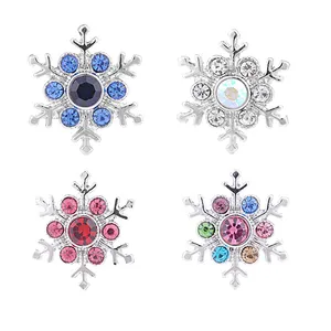 Haute Qualité Pas Cher Bracelet Accessoires de Strass De Flocon de neige 18mm Bouton Pression Boutons Bijoux