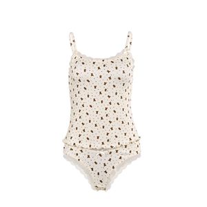 Completo <span class=keywords><strong>pigiama</strong></span> estivo 2026 da donna: nuovo set in maglia traspirante con stampa <span class=keywords><strong>orsetto</strong></span>, patchwork e pizzo, top a canotta e pantaloncini, vestibilità comoda - Product Image 5