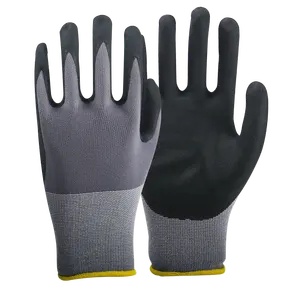 Foam Nitrile Palm Coated Gloves Ce Approved Nitrile Gloves Industrial Assembly Safety Work Gloves Men