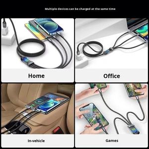 <span class=keywords><strong>สาย</strong></span> USB Type C 3-in-1 รองรับการชาร์จเร็ว 3A พร้อมหัว Micro USB รองรับกำลังไฟ 100W ผลิตจากทองแดงแท้ ใช้ได้กับ Samsung iPhone 15 Android เครื่องพิมพ์ IOS - Product Image 2