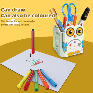 Kit de bricolage 3D pour porte-stylo en forme de hibou, kit de coloriage artisanal, ensemble artistique éducatif fait main pour enfants, décoration de bureau et cadeau d'anniversaire pour enfants - Product Image 2