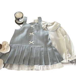 Elegante camicetta a maniche lunghe a righe bianche per il Design del colletto Peter Pan delle ragazze per le stagioni primaverili ed estive - Product Image 2