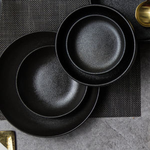 Piatto Rotondo <span class=keywords><strong>in</strong></span> Gres Effetto <span class=keywords><strong>Ghisa</strong></span> Nero per Ristoranti, Hotel e Casa <span class=keywords><strong>in</strong></span> Stile Giapponese - Product Image 3